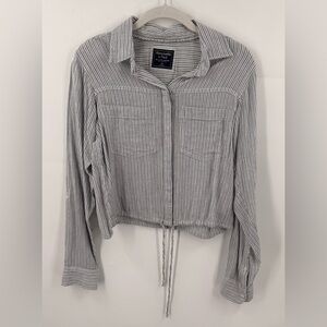Abercrombie and Fitch Womens Button Down Shirt Size XSmall Grey Striped